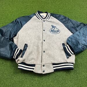 Vintage 1980s Chalk Line Mack Trucks USA Fleece Varsity Jacket Sz L